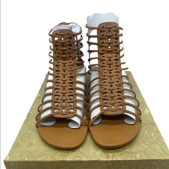 AR35 Averi Gladiator Wedge Sandals, Cognac, 7.5 US - Picture 3 of 4